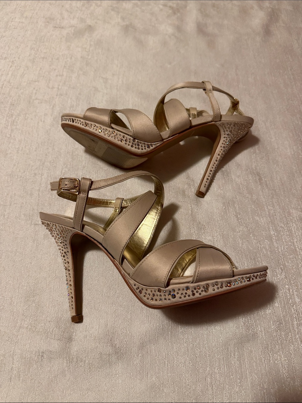 Audrey Brooke Nude Strappy Heel Sandals Heels - Picture 5 of 6